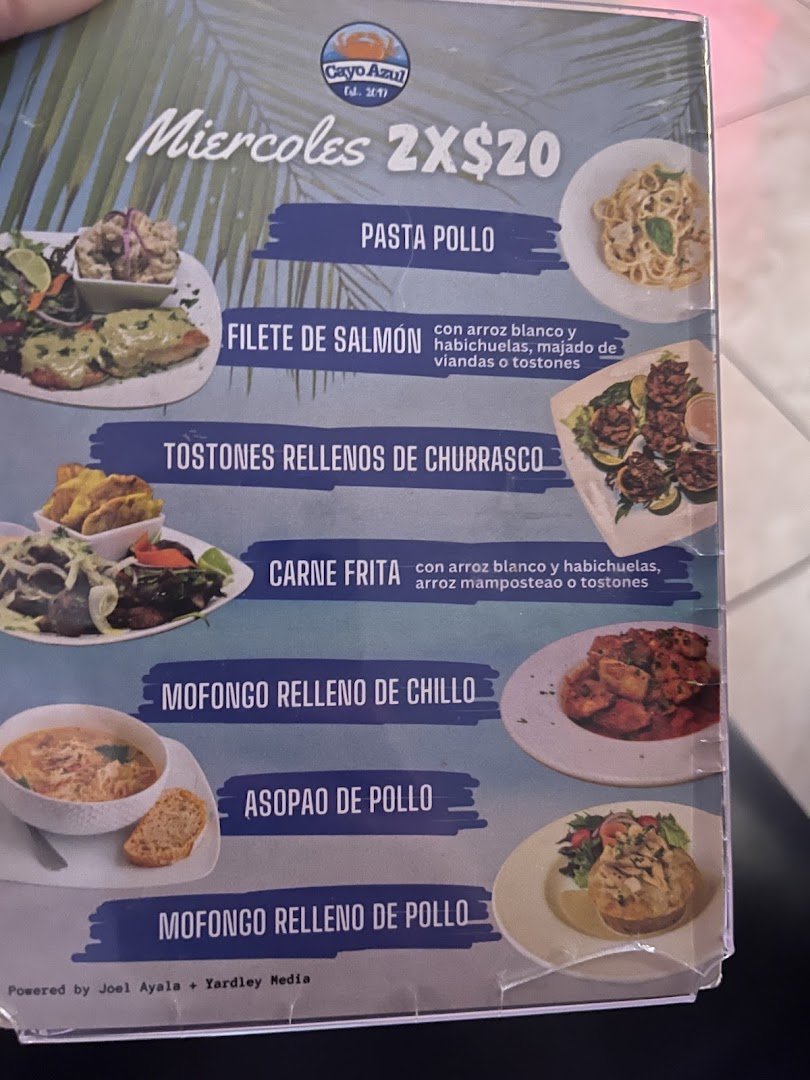Seafood dishes served for dine-in meals